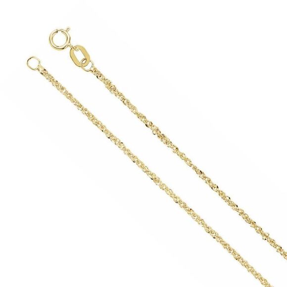 1.25mm 14K Yellow Gold D/C Solid Singapore Chain Necklace, 24 Inch - Picture 1 of 3